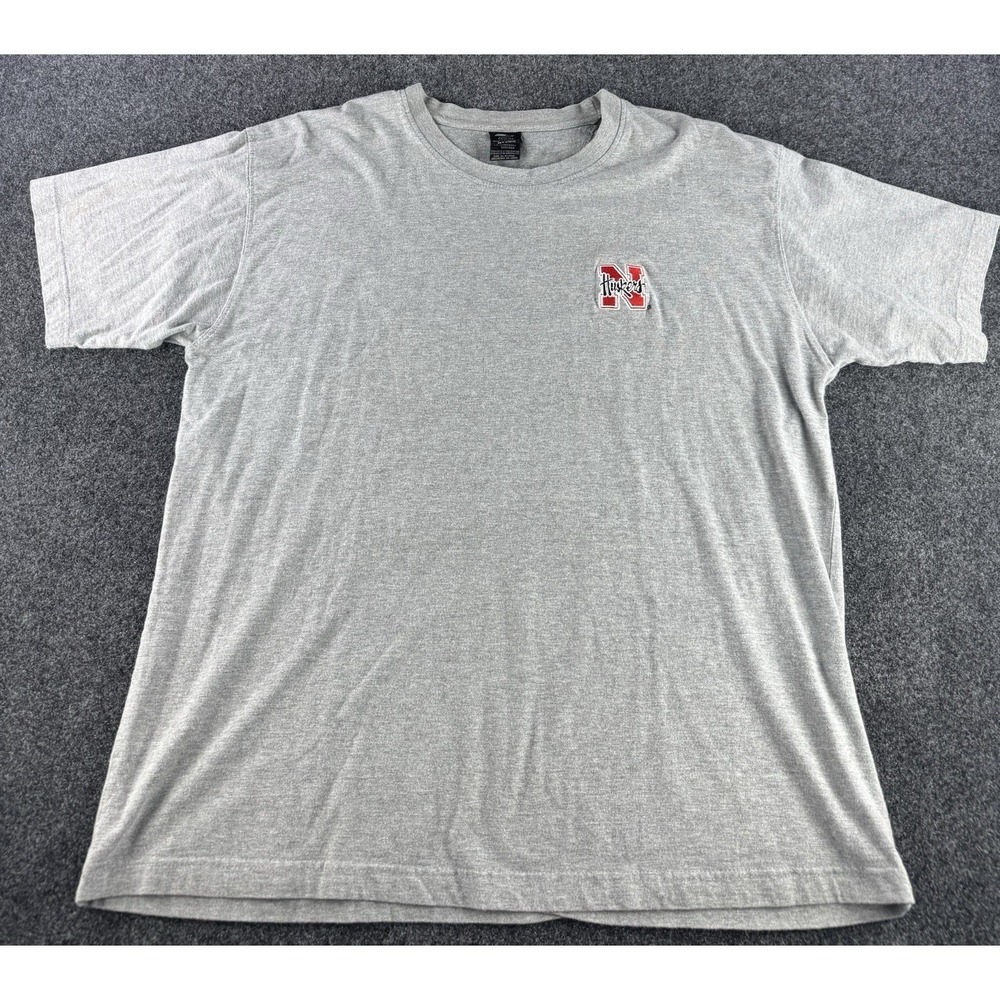 Nebraska Huskers T Shirt XL Gray Embroidered Logo NCAA College Tee - Picture 2 of 8